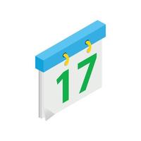 calendario con st. icono isométrico de la fecha del día de patrick vector