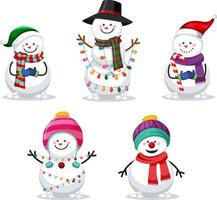 Christmas snowman cartoon character set vector