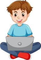 A man using laptop cartoon vector