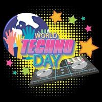 World techno day text banner design vector