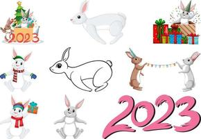 Set of 2023 new year element icon vector