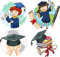 Graduate student in cartoon style vector