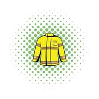 icono de chaqueta de bombero, estilo cómic vector