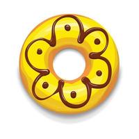 Yellow glazed donut icon, cartoon style vector