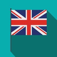 Great Britain flag with flagpole icon, flat style vector