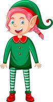 Cute kid wearing elf costume cartoon vector