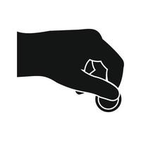 Hand with coin black simple icon vector