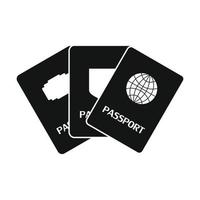 tres pasaportes icono simple negro vector