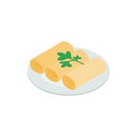 Spring rolls icon, isometric 3d style vector