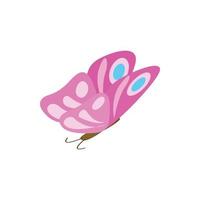 Pink butterfly icon, isometric 3d style vector