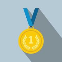 Golden medal flat icon vector