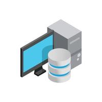 Computer data storage icon, isometric 3d style vector