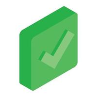 Green square element icon, isometric 3d style vector