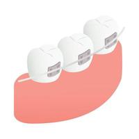 Braces on teeth icon, isometric 3d style vector