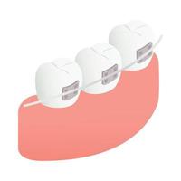 Braces on teeth icon, isometric 3d style vector