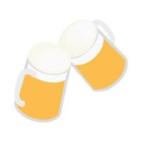 Two mugs of beer icon, isometric 3d style vector