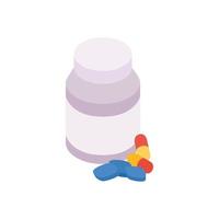 Bottle with pills icon, isometric 3d style vector