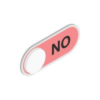 Red long round button NO icon, isometric 3d style vector