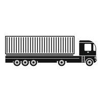 Container at the dock with truck black simple icon vector