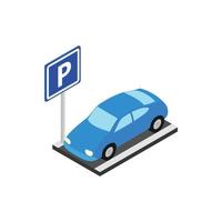 Street parking icon, isometric 3d style vector