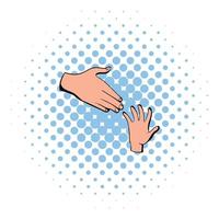 Helping hands icon, comics style vector