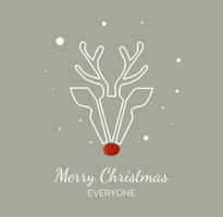 Christmas card in a minimalist style with the silhouette of a rudolph deer