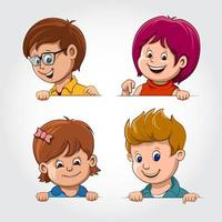 Set of avatars of different of boys and girls isolated on white background. vector