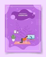 online exercise at home for pregnant or pregnancy woman for template of banners, flyer, books, and magazine cover vector