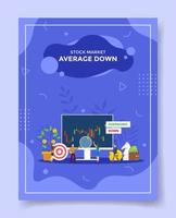 averaging down stock market concept for template of banners, flyer, books, and magazine cover
