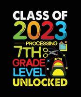 class of 2023 processing first grade level unlocked vector