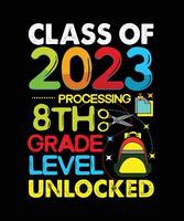 class of 2023 processing first grade level unlocked vector