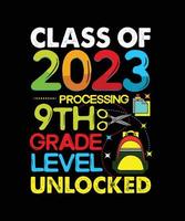 class of 2023 processing first grade level unlocked vector