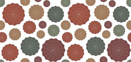 Geometric pattern seamless cobweb, flowers, boho. Beige and brown colors. Vector illustration