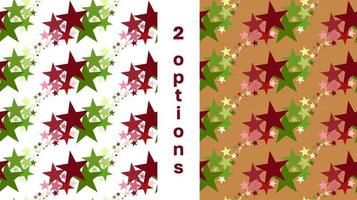 Geometric pattern seamless stars christmas Green and red colors Vector illustration Beige background