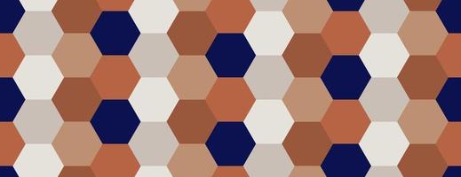 Geometric pattern seamless. Blue, beige and brown colors with hexagon, polygons. Vector illustration