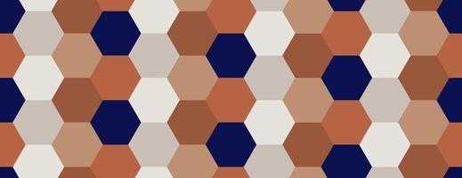 Geometric pattern seamless. Blue, beige and brown colors with hexagon, polygons. Vector illustration