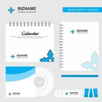 Four way arrow Logo Calendar Template CD Cover Diary and USB Brand Stationary Package Design Vector Template