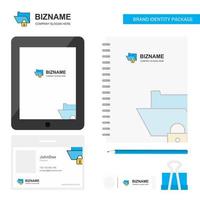 Locked folder Business Logo Tab App Diary PVC Employee Card and USB Brand Stationary Package Design Vector Template