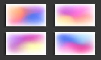 Abstract blurred color gradient background set. Modern template for brochures, flyers, posters, cards, covers. Bright colored liquid graphic composition. Vector illustration