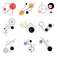 Set of abstract elements with circles and lines. Vector isolated illustration