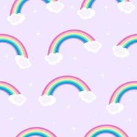 Seamless pattern with rainbow and clouds. Pattern can be used in print or typography vector