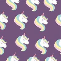 patrón sin costuras con unicornio sobre fondo violeta. la ilustración se puede utilizar como impresión. vector