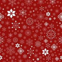 Seamless pattern with different white snowflakes on red background. vector