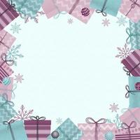 Frame of gifts and snowflakes vector