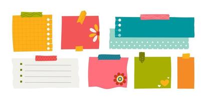 Paper sticker various notes are personal. Accessories for organizing documents. Vector illustration in a flat style