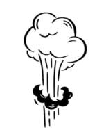 Illustration of explosion and smoke for comics. Retro design element. Vector doodle illustration