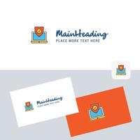Protected laptop vector logotype with business card template Elegant corporate identity Vector