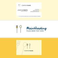 Beautiful Fork and spoon Logo and business card vertical Design Vector