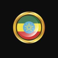 Ethiopia flag Golden button vector