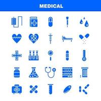 paquete de iconos de glifos sólidos médicos para diseñadores y desarrolladores vector